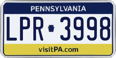 PA license plate LPR3998