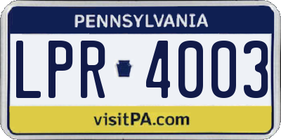 PA license plate LPR4003