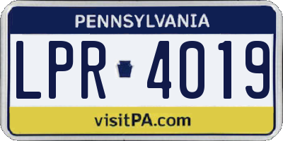 PA license plate LPR4019
