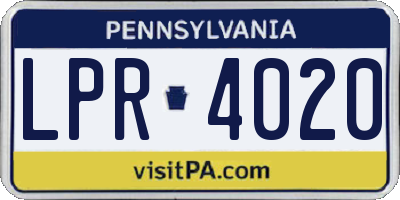 PA license plate LPR4020