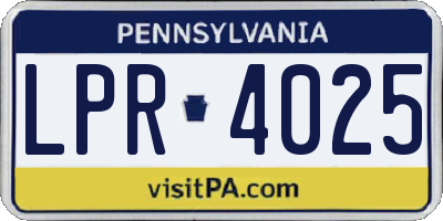 PA license plate LPR4025