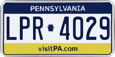 PA license plate LPR4029