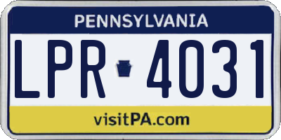 PA license plate LPR4031