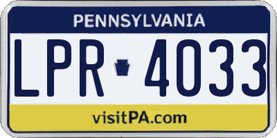 PA license plate LPR4033
