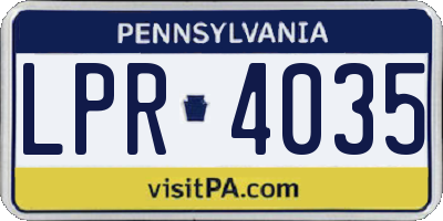 PA license plate LPR4035