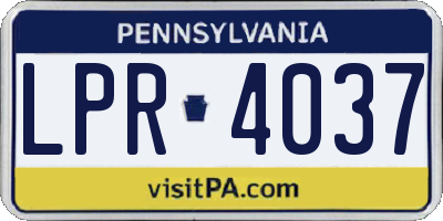 PA license plate LPR4037
