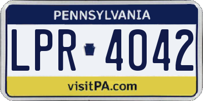 PA license plate LPR4042