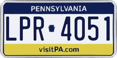 PA license plate LPR4051