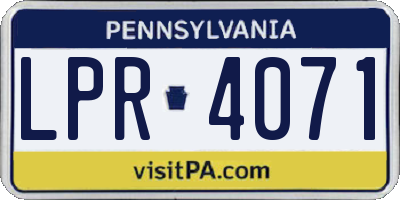 PA license plate LPR4071