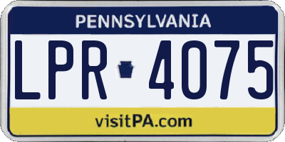 PA license plate LPR4075