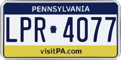 PA license plate LPR4077