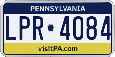 PA license plate LPR4084