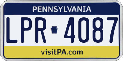 PA license plate LPR4087