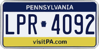 PA license plate LPR4092