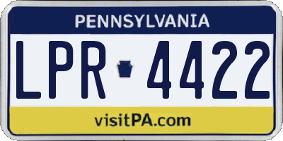 PA license plate LPR4422