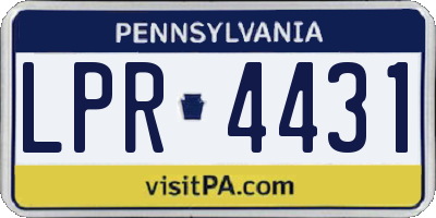 PA license plate LPR4431