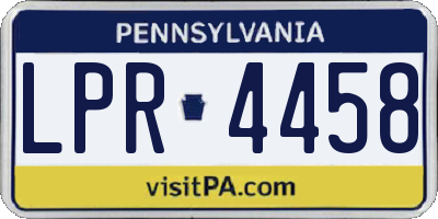 PA license plate LPR4458