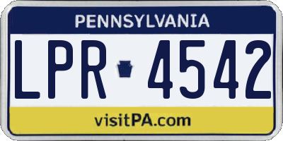PA license plate LPR4542