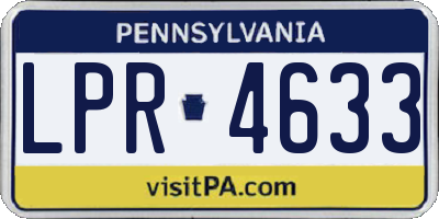 PA license plate LPR4633