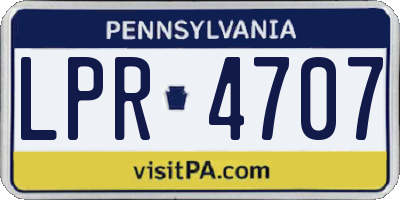 PA license plate LPR4707