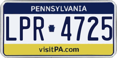 PA license plate LPR4725