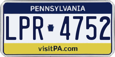 PA license plate LPR4752
