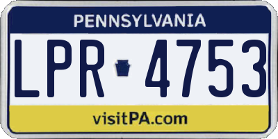 PA license plate LPR4753