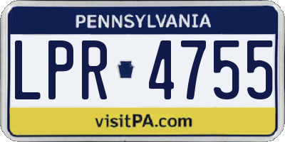 PA license plate LPR4755