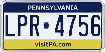 PA license plate LPR4756