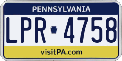PA license plate LPR4758