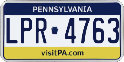 PA license plate LPR4763