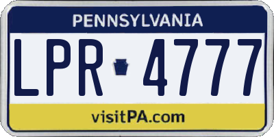 PA license plate LPR4777