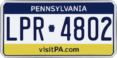 PA license plate LPR4802