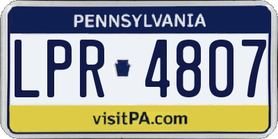 PA license plate LPR4807
