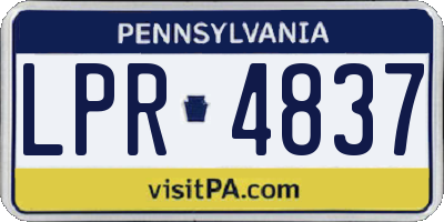 PA license plate LPR4837