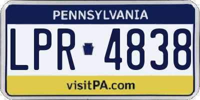 PA license plate LPR4838