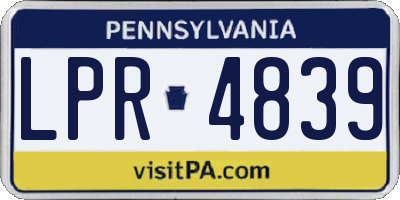 PA license plate LPR4839