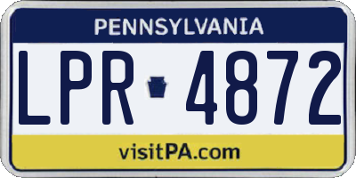 PA license plate LPR4872