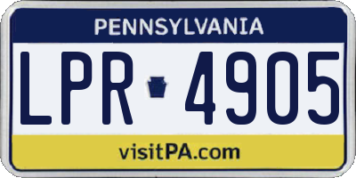PA license plate LPR4905