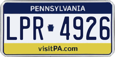 PA license plate LPR4926