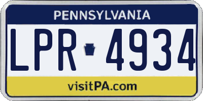 PA license plate LPR4934
