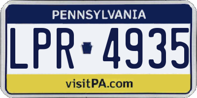 PA license plate LPR4935