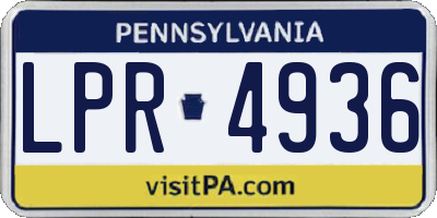 PA license plate LPR4936