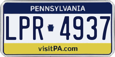 PA license plate LPR4937