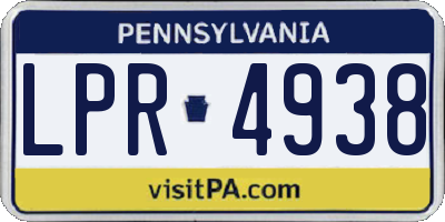 PA license plate LPR4938