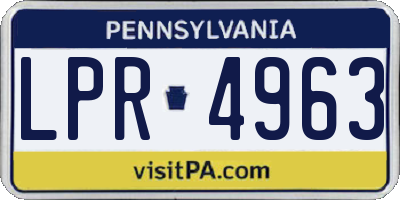 PA license plate LPR4963