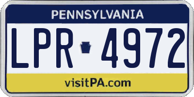 PA license plate LPR4972