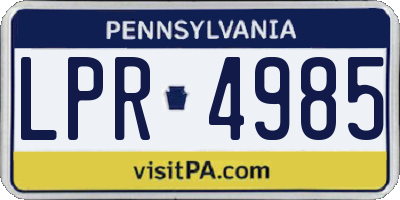 PA license plate LPR4985