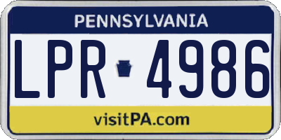 PA license plate LPR4986