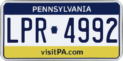 PA license plate LPR4992